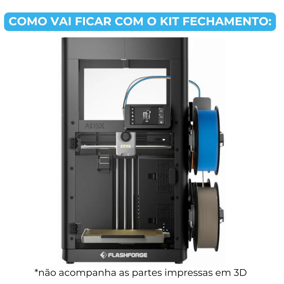 Impressora Flashforge AD5X preta com kit de fechamento